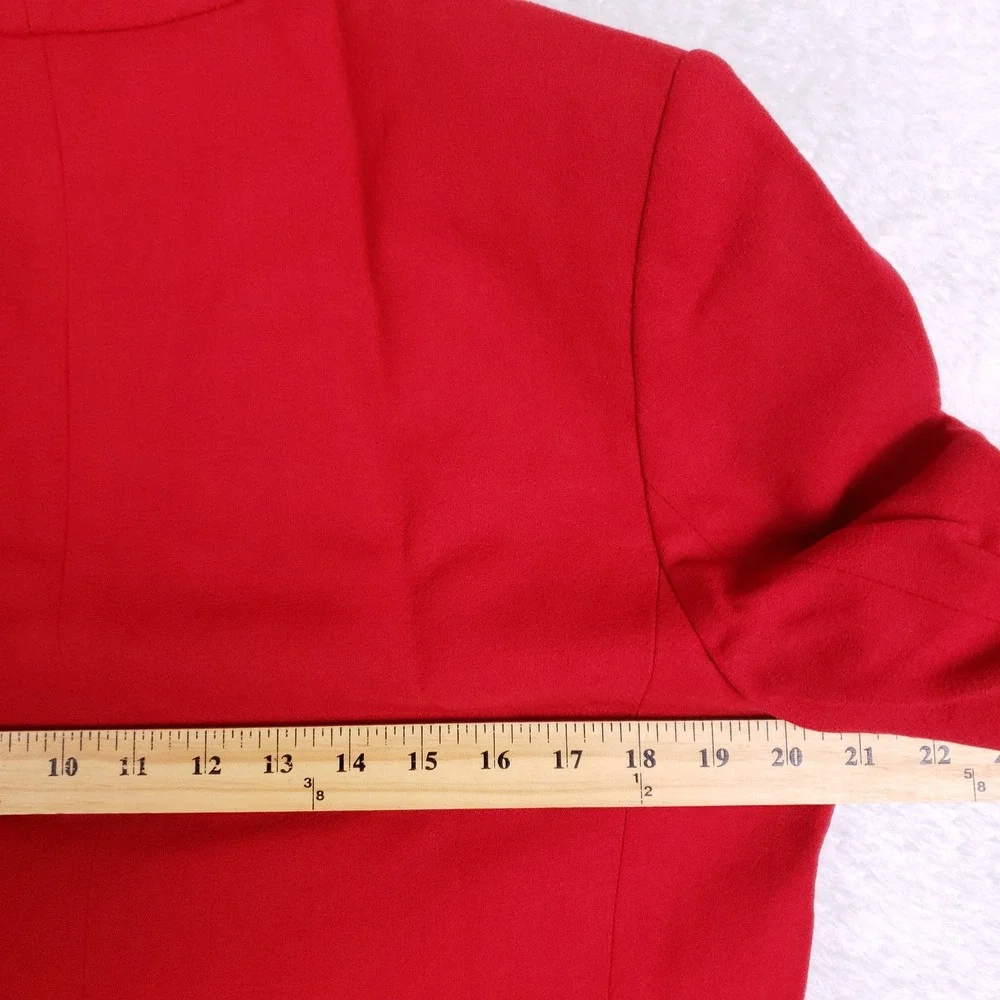 Valerie Stevens Petites Red 100% Pure Wool‎ Double Breasted Blazer Size 10P